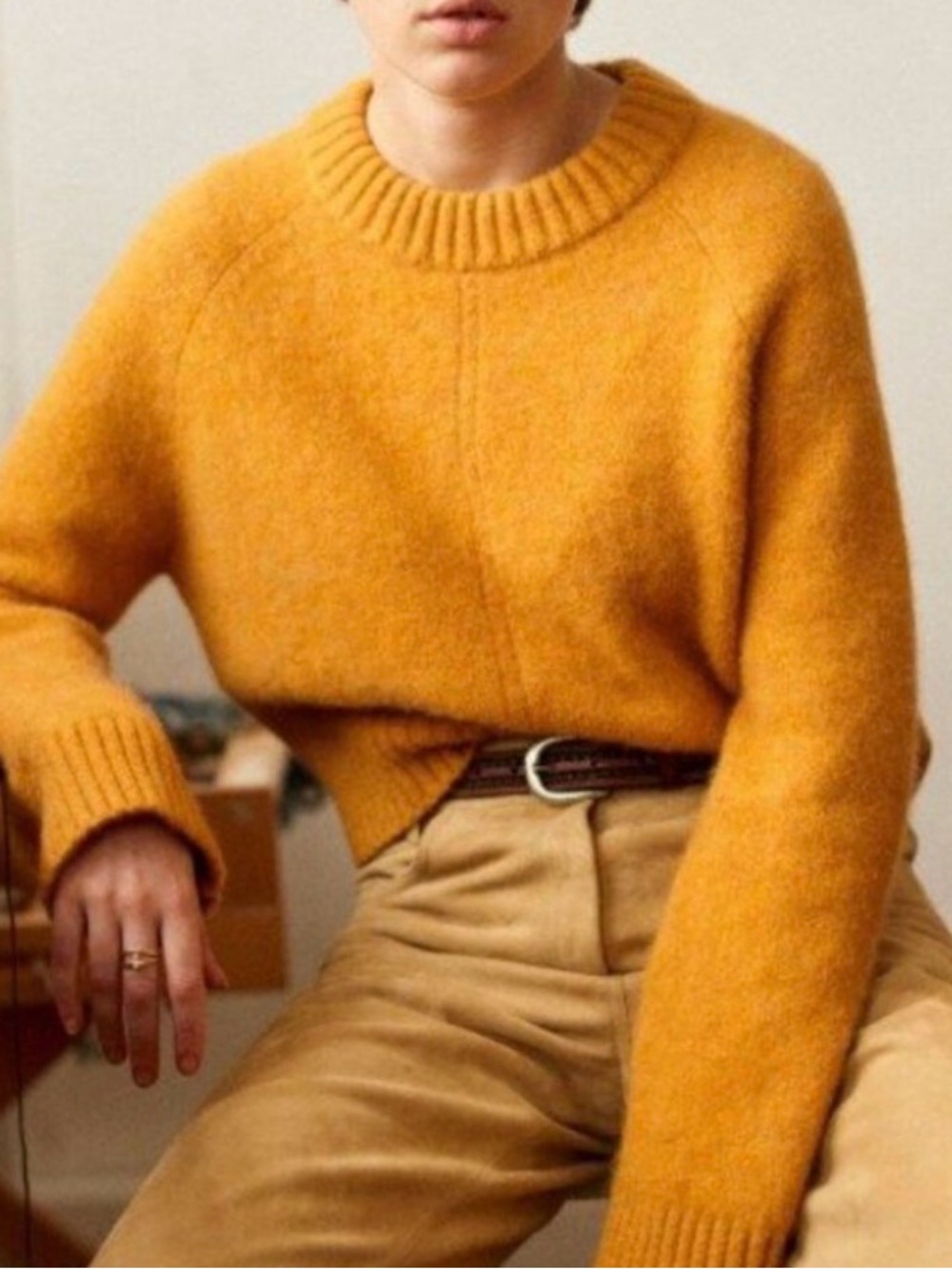 Sezane alpaca wool blend cropped sweater, size S